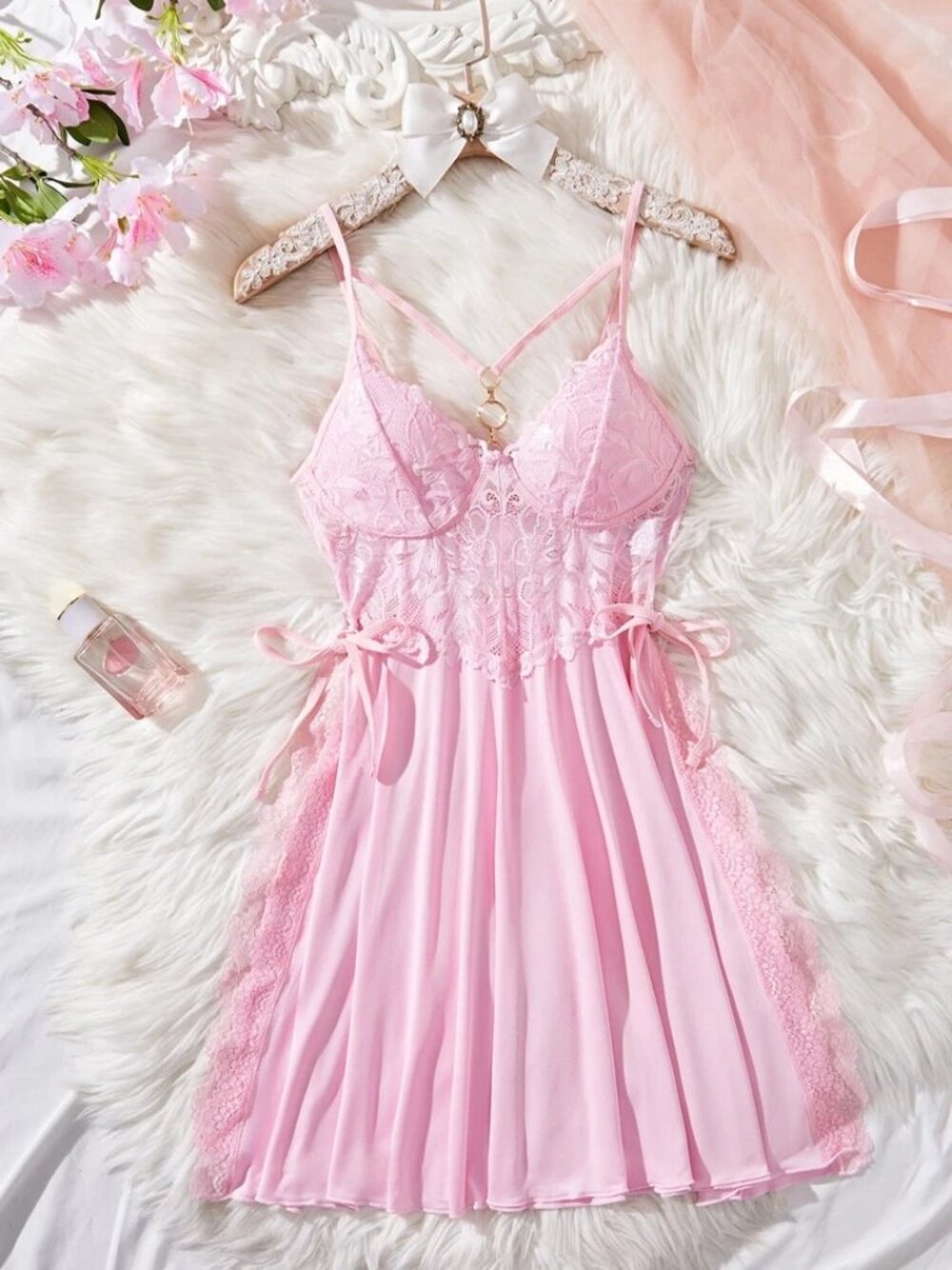 Sexy Lingerie Sexy Side Slit Chemise Lace Dress Babydoll Underwear Sleepwear - Picture 9 of 13